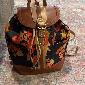 Spartina Floral Canvas and Leather Backpack
